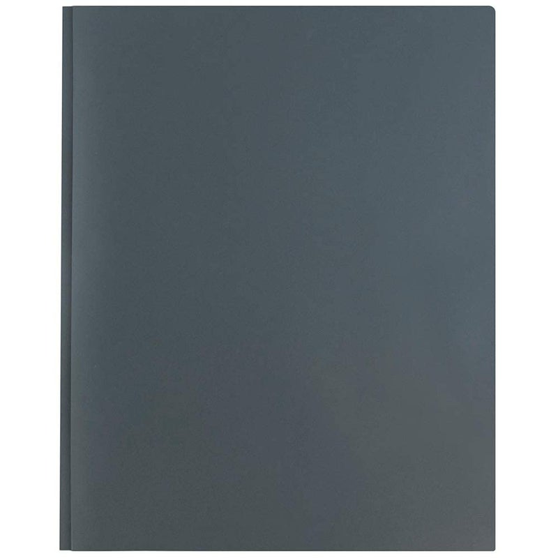 JAM PAPER Plastic Color POP Folders - 2 Pocket Durable Folders with Metal Prongs Fastener Clasps - Grey - 6/Pack - Image 5